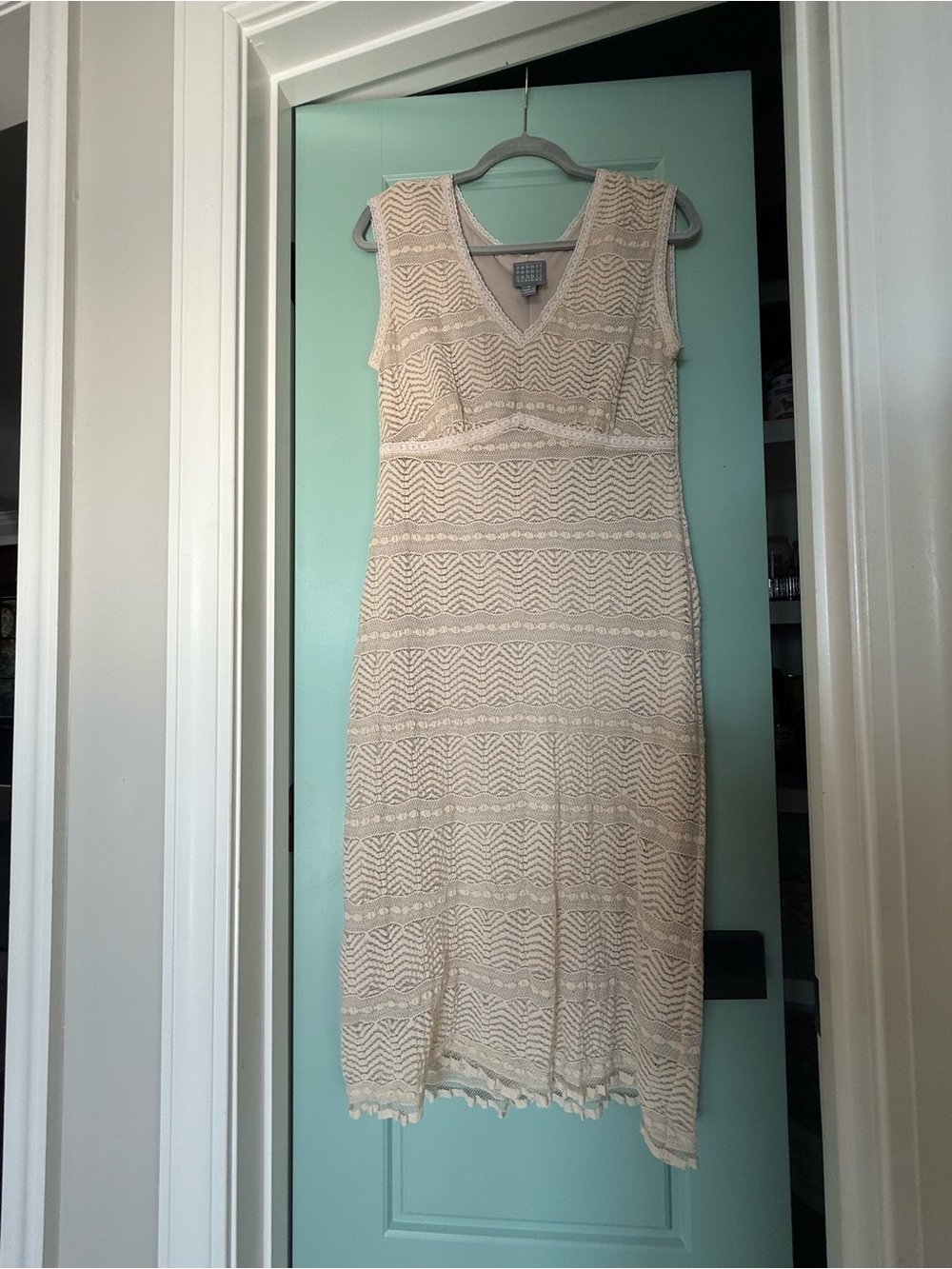 Rabbit Rabbit Rabbit Lace Midi Dress Size 10 Nude Beige Wedding Guest